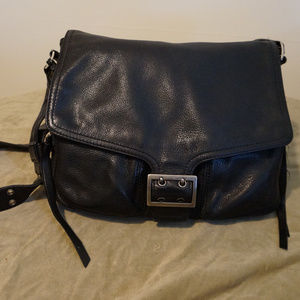 Banana Republic black leather messenger bag purse